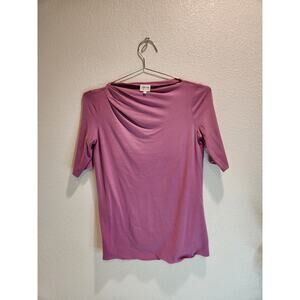 Armani Collezioni Pink Draped Neck Top Size 2 Viscose‎ Blend designer top soft